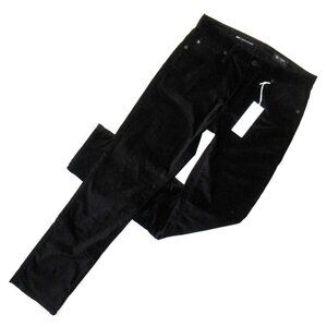 NWT Adriano Goldschmied AG Mari in Super Black Slim Straight Velvet Pants 30